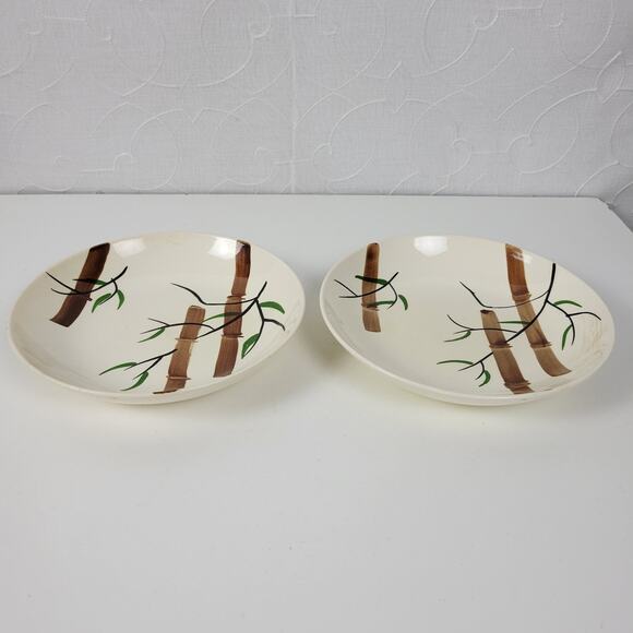 Vintage American Heritage Hand Painted Bamboo Salad China Plates Set of 2 - Picture 11 of 12